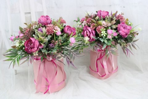 Kwiatowa dekoracja prezent flower box FIOLET kwiatowe pudełko glamour Kwiatowa dekoracja prezent flower box FIOLET kwiatowe pudełko glamour