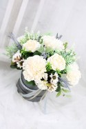 Kwiatowa dekoracja prezent flower box wysoki KREM kwiatowe pudełko