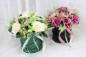 Kwiatowa dekoracja prezent flower box wysoki KREM kwiatowe pudełko