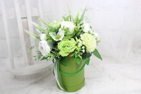 Kwiatowa dekoracja prezent flower box wysoki ZIELEŃ kwiatowe pudełko Kwiatowa dekoracja prezent flower box wysoki ZIELEŃ kwiatowe pudełko
