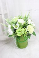 Kwiatowa dekoracja prezent flower box wysoki ZIELEŃ kwiatowe pudełko