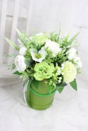 Kwiatowa dekoracja prezent flower box wysoki ZIELEŃ kwiatowe pudełko
