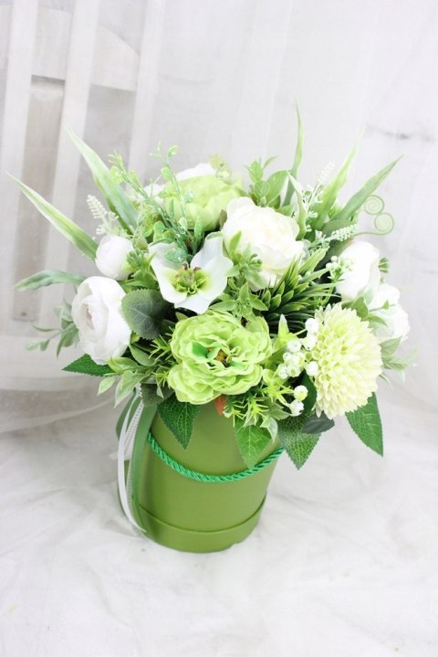 Kwiatowa dekoracja prezent flower box wysoki ZIELEŃ kwiatowe pudełko Kwiatowa dekoracja prezent flower box wysoki ZIELEŃ kwiatowe pudełko