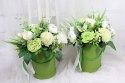 Kwiatowa dekoracja prezent flower box wysoki ZIELEŃ kwiatowe pudełko