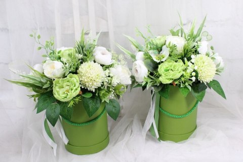 Kwiatowa dekoracja prezent flower box wysoki ZIELEŃ kwiatowe pudełko Kwiatowa dekoracja prezent flower box wysoki ZIELEŃ kwiatowe pudełko