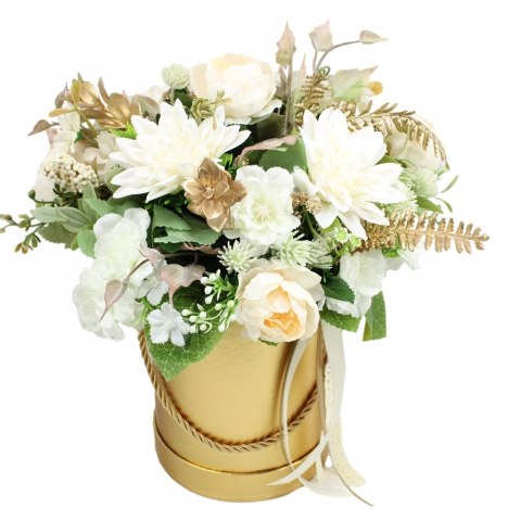 Kwiatowa dekoracja prezent flower box wysoki ZŁOTY kwiatowe pudełko Kwiatowa dekoracja prezent flower box wysoki ZŁOTY kwiatowe pudełko