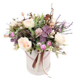 Kwiatowy flower box WYSOKI dekoracja PUDROWY RÓŻ