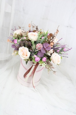 Kwiatowy flower box WYSOKI dekoracja PUDROWY RÓŻ