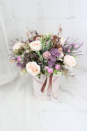 Kwiatowy flower box WYSOKI dekoracja PUDROWY RÓŻ