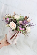 Kwiatowy flower box WYSOKI dekoracja PUDROWY RÓŻ