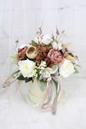Kwiatowy flower box dekoracja prezent BRĄZ kwiatowe pudełko