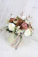 Kwiatowy flower box dekoracja prezent BRĄZ kwiatowe pudełko
