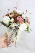 Kwiatowy flower box dekoracja prezent BRĄZ kwiatowe pudełko