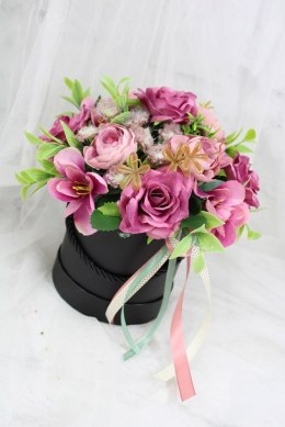 Kwiatowy flower box dekoracja prezent PURPURA kwiatowe pudełko