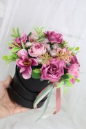 Kwiatowy flower box dekoracja prezent PURPURA kwiatowe pudełko