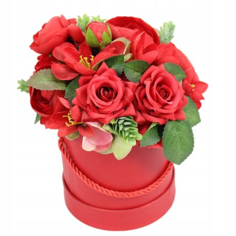 Kwiatowy flower box pachnące kwiaty w pudełku bukiet CZERWONY
