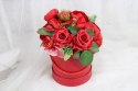 Kwiatowy flower box pachnące kwiaty w pudełku bukiet CZERWONY