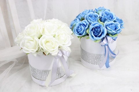 Kwiatowy flower box pachnące kwiaty w pudełku bukiet CZERWONY