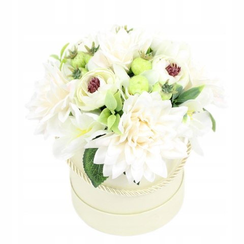Kwiatowy flower box pachnące kwiaty w pudełku bukiet KREM