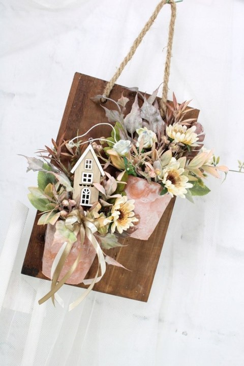 Stroik ramka ozdobna wisząca dekoracja domu upominek kompozycja kwiatowa