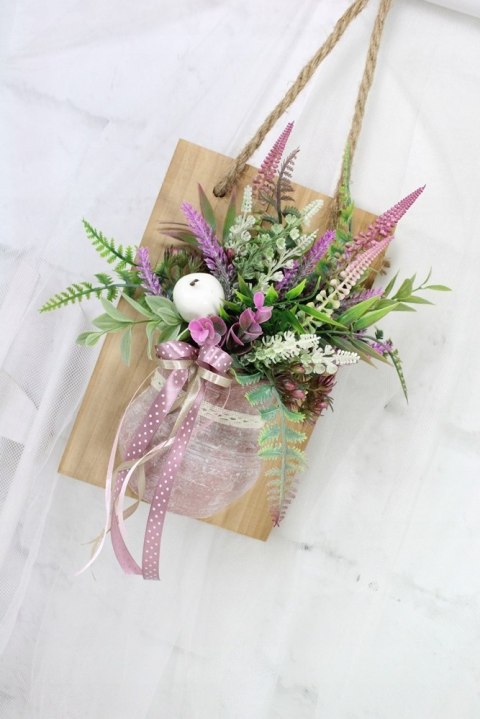 Stroik wrzosy ramka wisząca drewniana dekoracja domu ozdoba upominek