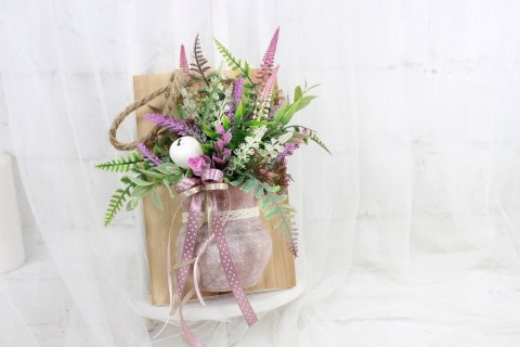 Stroik wrzosy ramka wisząca drewniana dekoracja domu ozdoba upominek