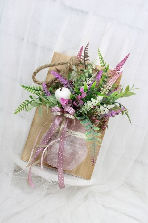 Stroik wrzosy ramka wisząca drewniana dekoracja domu ozdoba upominek