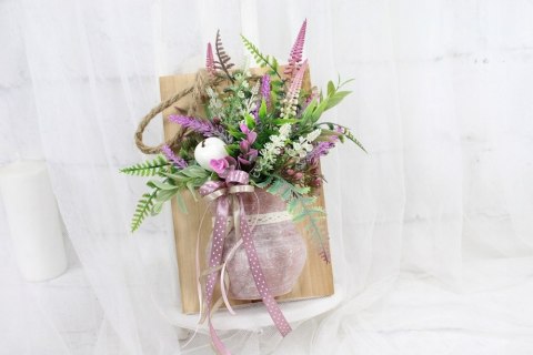 Stroik wrzosy ramka wisząca drewniana dekoracja domu ozdoba upominek