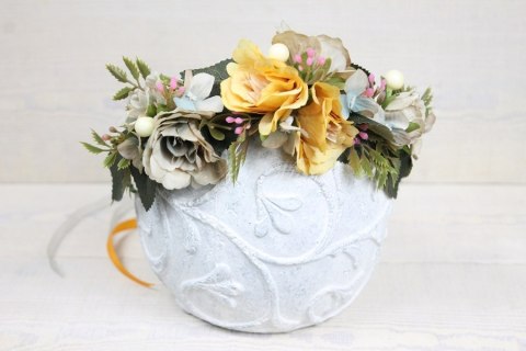 Wianek do włosów jesienny ŻÓŁTY BEŻOWY ślub sesja boho Wianek do włosów jesienny ŻÓŁTY BEŻOWY ślub sesja boho