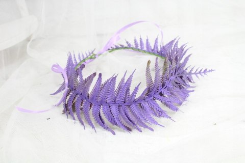 Wianek na głowę jesienny zimowy paproć boho sesja do zdjęć fiolet