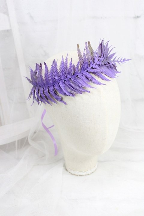 Wianek na głowę jesienny zimowy paproć boho sesja do zdjęć fiolet
