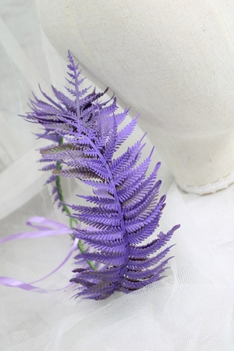 Wianek na głowę jesienny zimowy paproć boho sesja do zdjęć fiolet