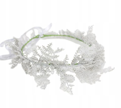 Wianek na głowę jesienny zimowy paproć boho sesja do zdjęć szary