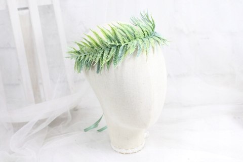 Wianek na głowę paproć boho ZIELONY sesja zdjęciowa wianek do włosów