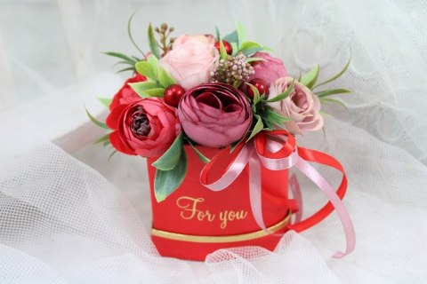 Art.Mimi Kwiaty w pudełku serce S