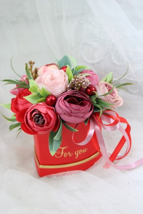 Art.Mimi Kwiaty w pudełku serce S