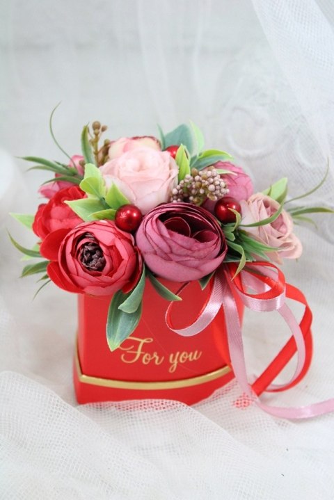 Art.Mimi Kwiaty w pudełku serce S