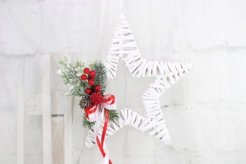 Gwiazda wianek świąteczny dekoracja na drzwi zawieszka stroik