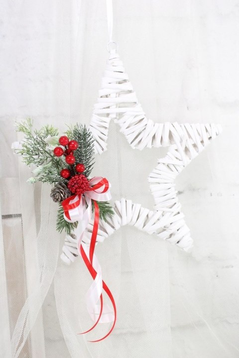 Gwiazda wianek świąteczny dekoracja na drzwi zawieszka stroik