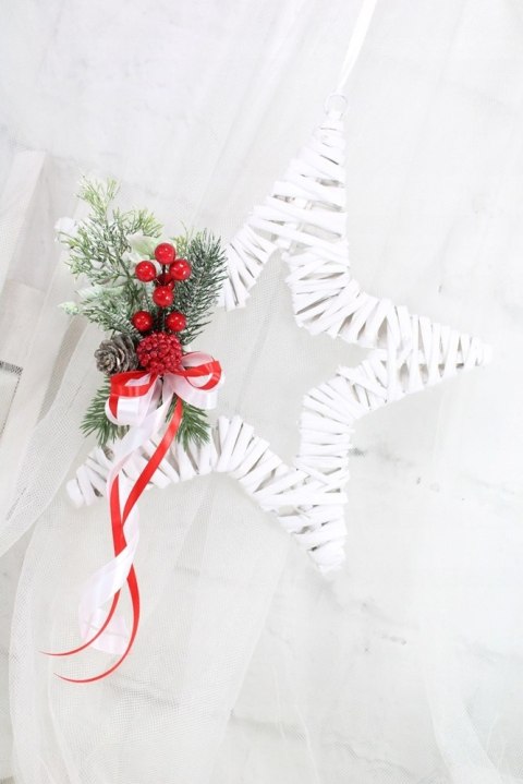 Gwiazda wianek świąteczny dekoracja na drzwi zawieszka stroik