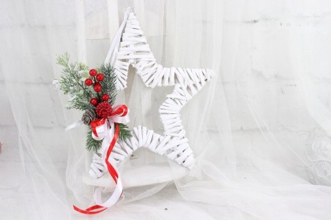 Gwiazda wianek świąteczny dekoracja na drzwi zawieszka stroik