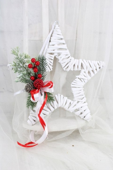 Gwiazda wianek świąteczny dekoracja na drzwi zawieszka stroik