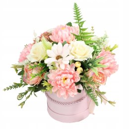 Jesienny stroik flower box prezent kwiatowa dekoracja domu PUDROWA