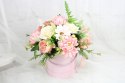 Jesienny stroik flower box prezent kwiatowa dekoracja domu PUDROWA