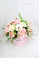 Jesienny stroik flower box prezent kwiatowa dekoracja domu PUDROWA