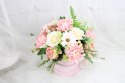 Jesienny stroik flower box prezent kwiatowa dekoracja domu PUDROWA
