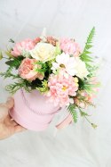 Jesienny stroik flower box prezent kwiatowa dekoracja domu PUDROWA