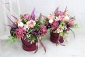 Jesienny stroik flower box prezent kwiatowa dekoracja domu PUDROWA