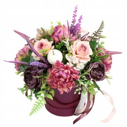 Jesienny stroik flower box prezent kwiatowa dekoracja domu RÓŻ