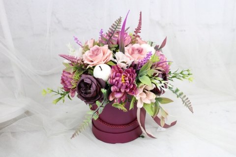 Jesienny stroik flower box prezent kwiatowa dekoracja domu RÓŻ Jesienny stroik flower box prezent kwiatowa dekoracja domu RÓŻ